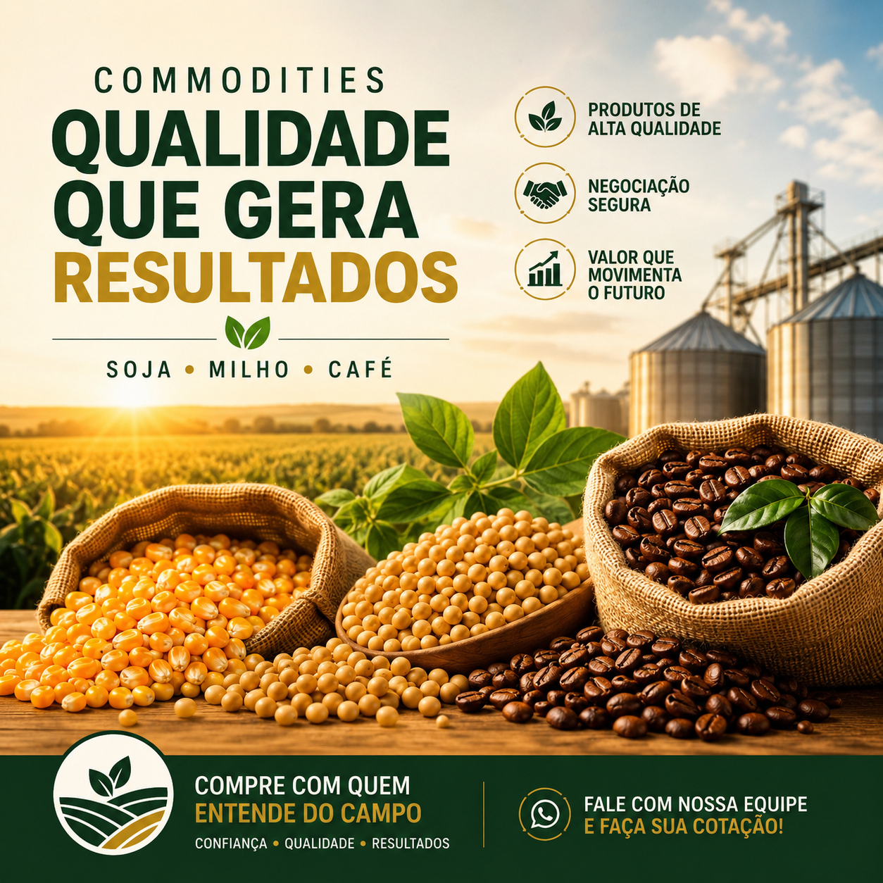COMMODITIES EM GRANDE QUANTIDADE E A PRONTA ENTREGA